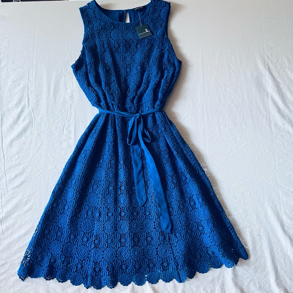 Lands' End Elegant Blue Lace Mini Dress